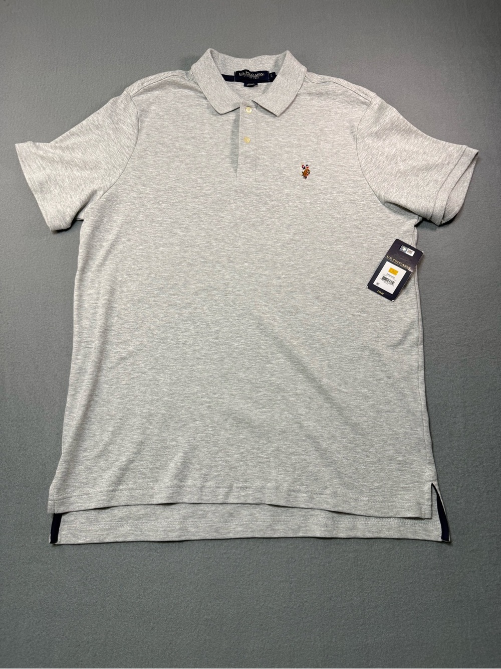 U.S. Polo Assn. Interlock Men's Solid Gray L Regular Short Sleeve NWT